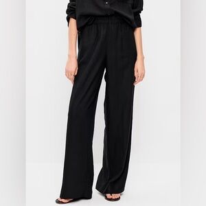 NWT! Old Navy Black High-Waisted Linen-Blend Super Wide-Leg Pants - 880214🎲